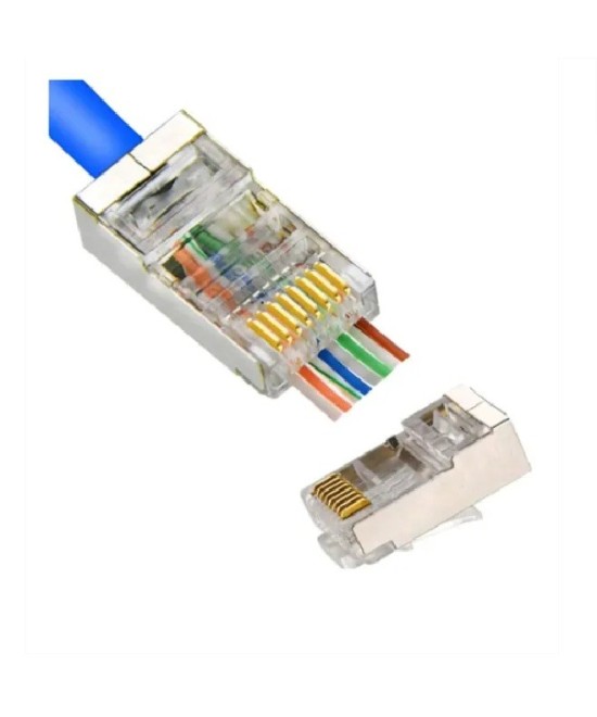 Conector RJ45 cat5e pasante metalico protegido (2 unidades)