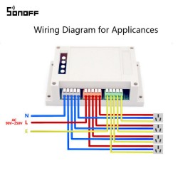 Rele inteligente sonoff wifi de 4 canales