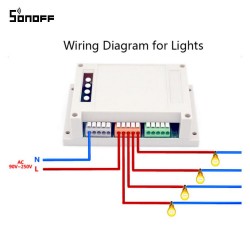 Rele inteligente sonoff wifi de 4 canales