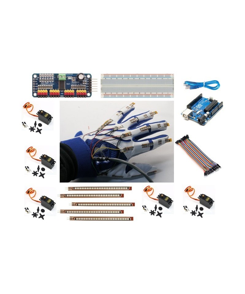 KIT mano robotica con sensores Flex