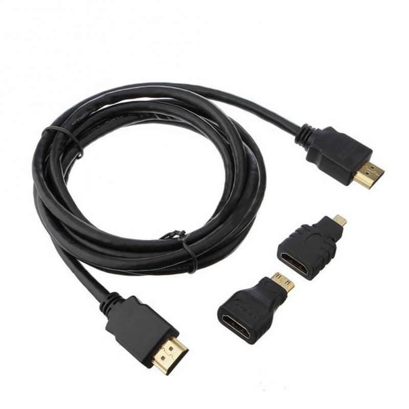 Cable HDMI de 1.5m - Incluye adaptador mini HDMI y adaptador micro HDMI