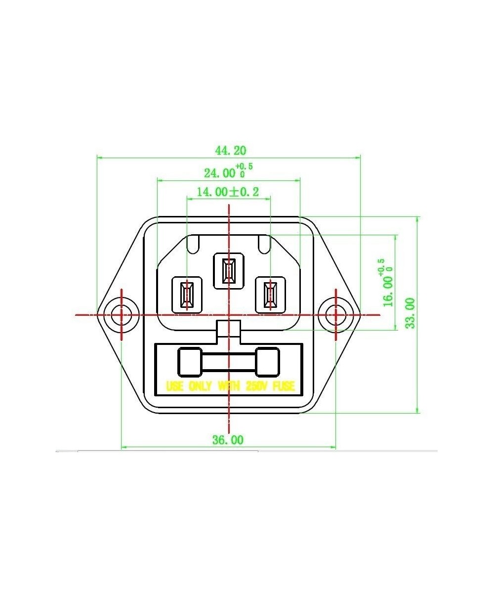 Receptaculo de energia con portafusible