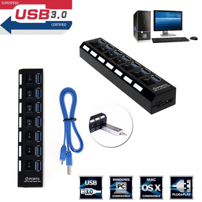 USB 3.0 hub 7 puertos